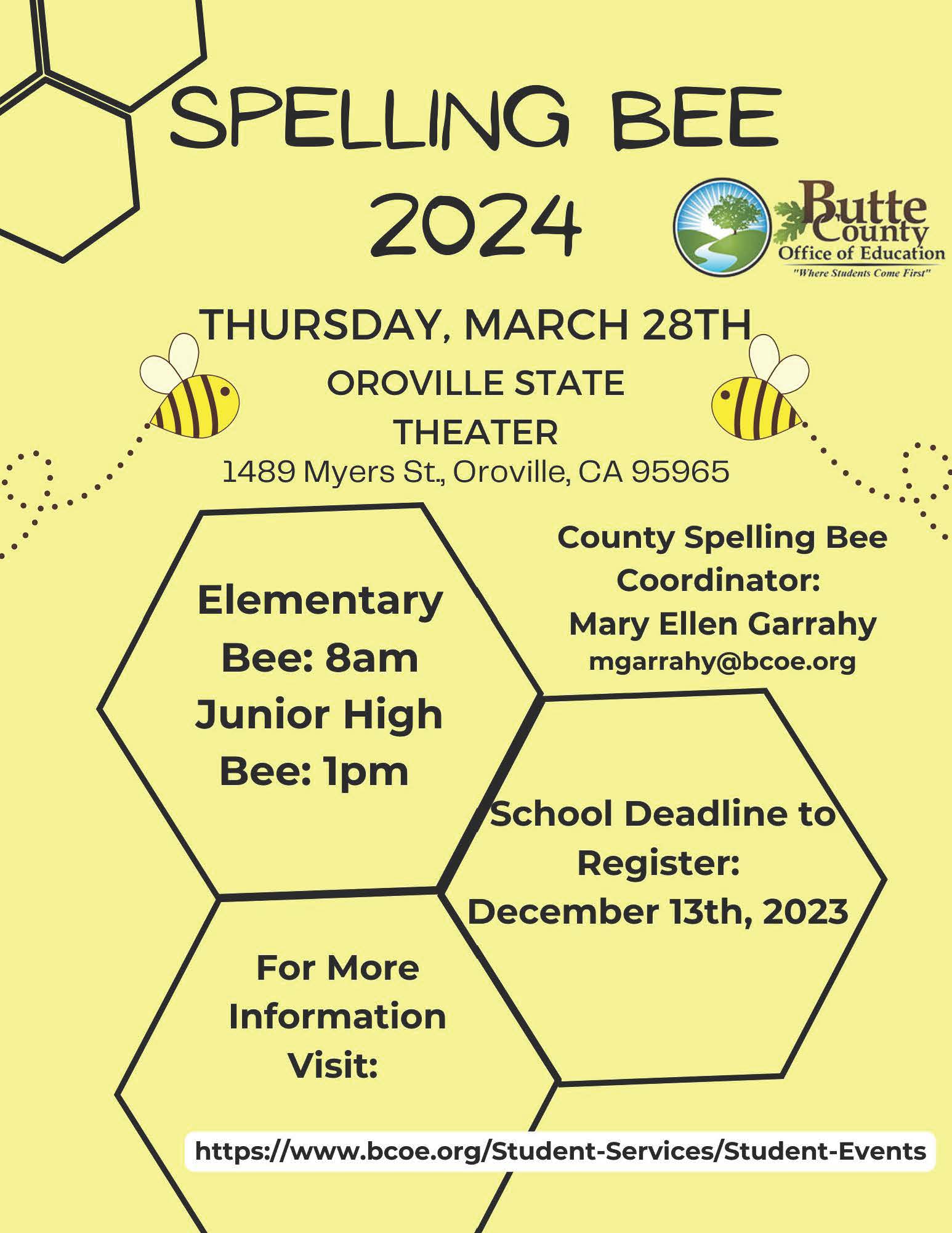 2023-2024 Spelling Bee Flyer