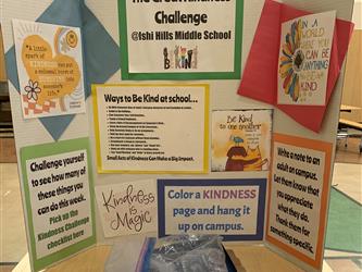 Ishi hills middle school poster board display of great kindness challenge